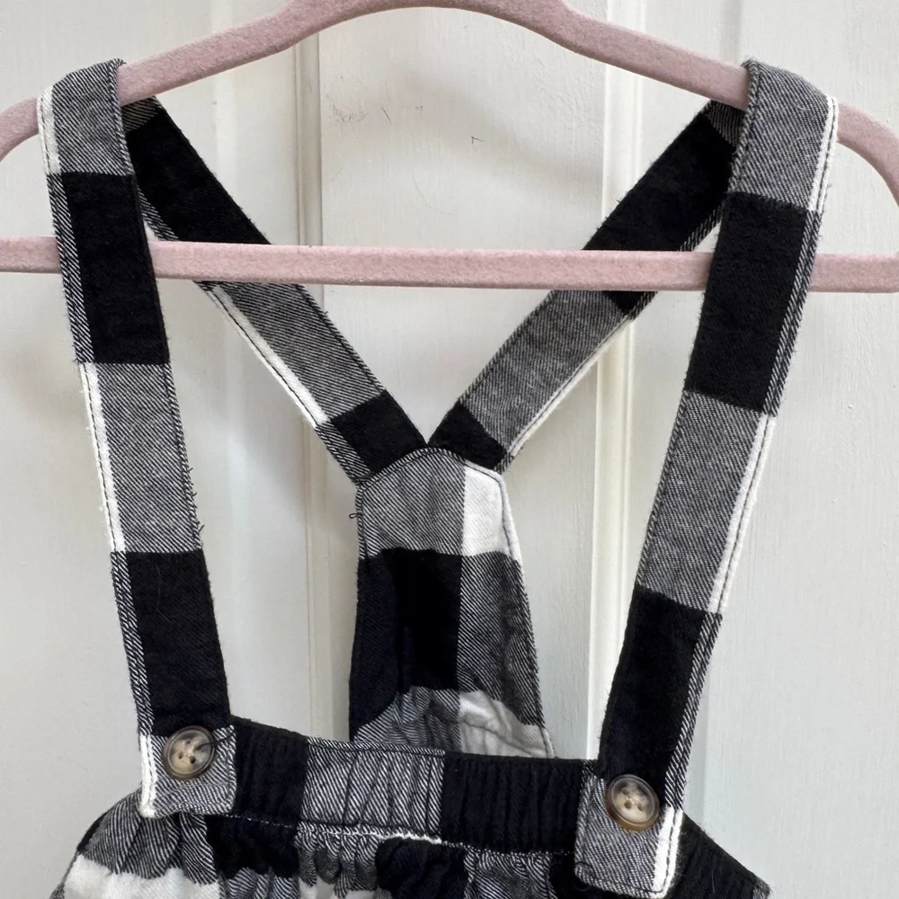 Carter's 2T Girls Black and White Checkered Plaid Overalls Dress